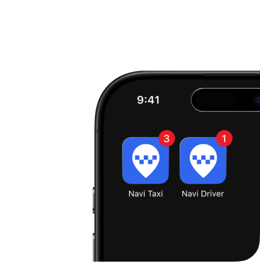 Иконки приложений Navi Taxi и Navi Driver на экране iPhone